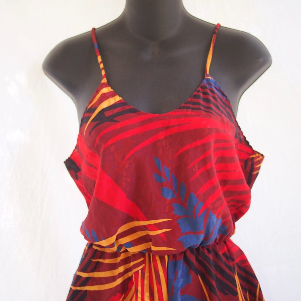 vtg LINDSEY ROSCOE for  FARR WEST Abstract Silky Teddy Bodysuit Romper USA S EUC - Picture 3 of 8